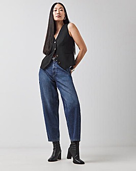 Mid Blue Barrel Leg Jeans