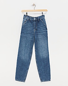 Mid Blue Barrel Leg Jeans