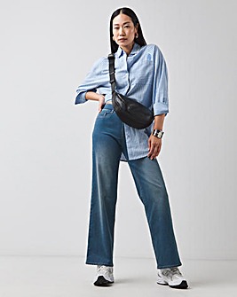 Mid Blue Stretch Wide Leg Jeggings