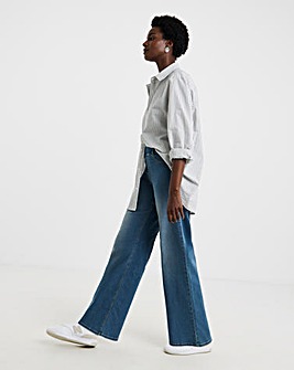 Mid Blue Stretch Wide Leg Jeggings