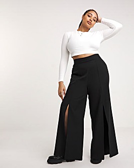 Split Front Wide Leg Trousers