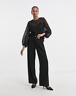 Black Lyocell Wide Leg Jeans