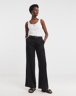 Black Lyocell Wide Leg Jeans