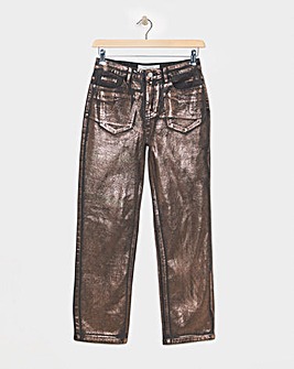 Copper Metallic Straight Leg Jeans