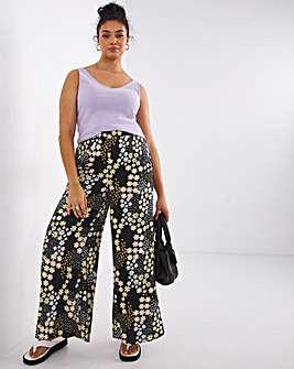 Mixed Floral Wide Leg Palazzo Trouser