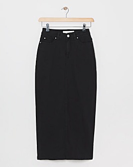 Black High Waist Super Soft Denim Maxi Skirt