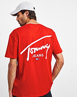 Tommy Jeans Signature Print T-Shirt Crimson