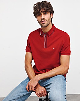 Tommy Hilfiger Dark Red Zip Neck Polo