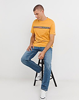 Tommy Hilfiger Striped Chest Logo Yellow T-Shirt