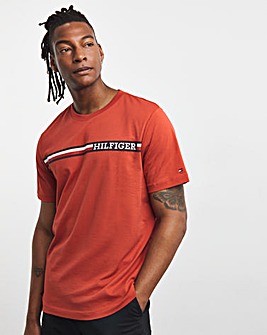 Tommy Hilfiger Striped Chest Logo Red T-Shirt