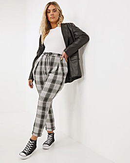 Grey Check Tapered Trousers
