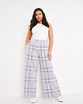 Lilac Check Wide Leg Trousers