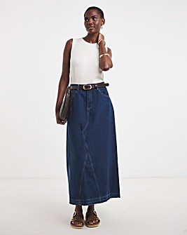 Pure Cotton Raw Edge A Line Denim Skirt