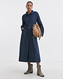 Indigo A Line Shirt Denim Dress