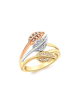 9Ct Gold Leaf Shaped Diamond Ring