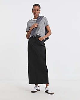 24/7 Black Maxi Denim Skirt