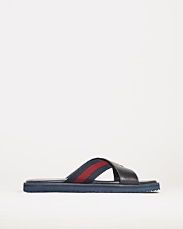 Joe Browns Leather Slide with stripe detail Wide Fit