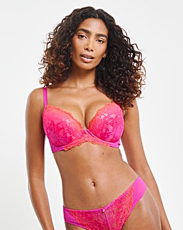 Ann Summers Sexy Lace Planet Plunge Bra Bright Pink Ombre