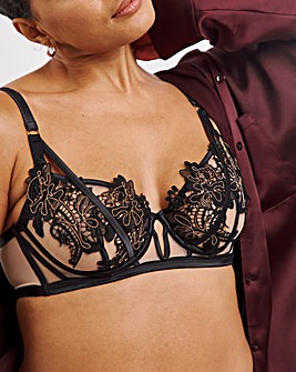 Ann Summers Enticement Non Pad Plunge Wired Bra Black