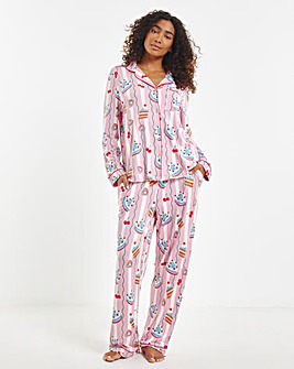 Chelsea Peers Jersey Stripe Cake Print Pyjama Set