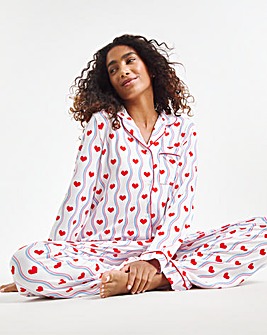 Chelsea Peers Jersey Heatwave Stripe Heart Print Pyjama Set