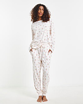 Chelsea Peers Jersey Ditsy Strawberry Print Crew Pyjama Set