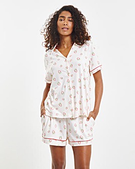 Chelsea Peers Jersey Ditsy Strawberry Print Short Pyjama Set