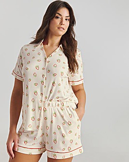 Chelsea Peers Jersey Ditsy Strawberry Print Short Pyjama Set