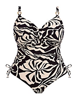 Fantasie Aruba Nights Twist Front Wired Adjustable Leg Swimsuit Black/Cream