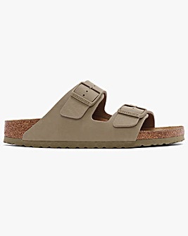 Birkenstock Arizona Birko-Flor Faded Khaki Two Bar Mules Narrow Width