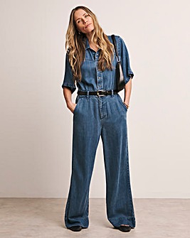 Mid Blue Tencel Denim Jumpsuit