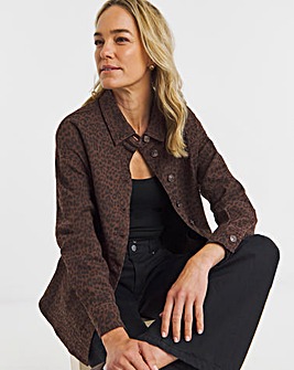 Chocolate Leopard Denim Shacket