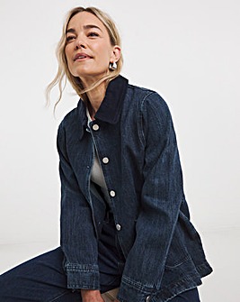 Indigo Cord Collar Denim Barn Jacket