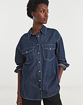 Dark Blue Oversized Denim Shirt