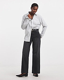 Washed Black Authentic Wide Leg Jeans