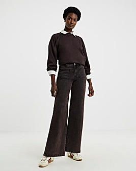 Chocolate Pocket Front Wide Leg Jean