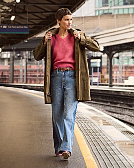 Mid Blue Authentic Side Stripe Wide Leg Jeans