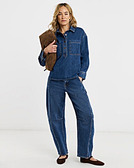 Dark Blue Authentic Barrel Leg Jeans
