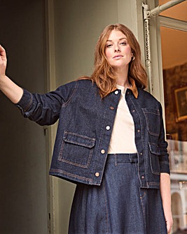 Indigo Cord Collar Barn Jacket