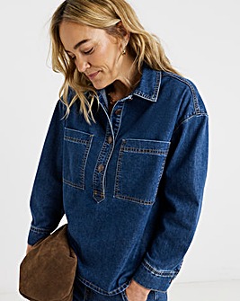 Dark Blue Denim Polo Shirt