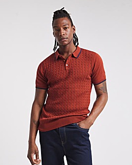 Burgundy Cable Knitted Polo