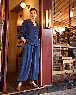 Blue Lyocell Balloon Leg Jogger Jeans