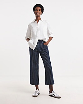 Indigo Stripe Straight Crop Jeans