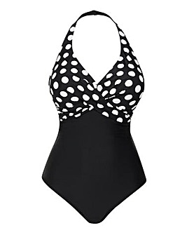 Figleaves Tailor Twist Underwired Halter Tummy Control Swimsuit - Longer Length
