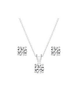 Simply Silver Sterling Silver 925 Cubic Zirconia Jewellery Set - Gift Boxed