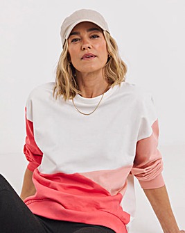 Pink Colour Block Sweatshirt