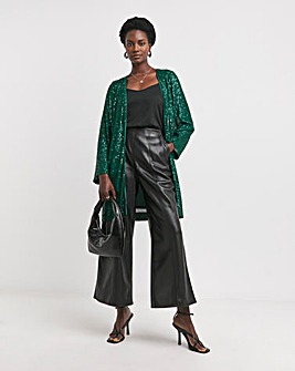 Green Sequin Longline Cardigan