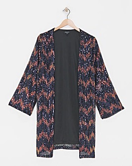 Zig Zag Sequin Longline Cardi