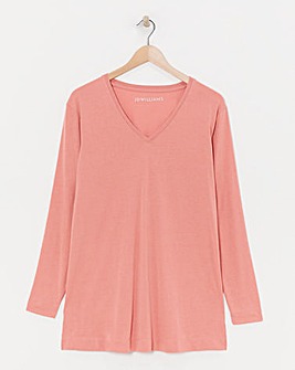 Dusty Peach V-Neck Split Hem Slouch T-Shirt