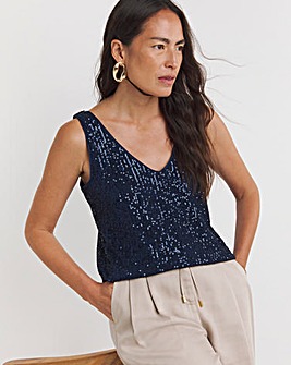 Navy Sequin Vest